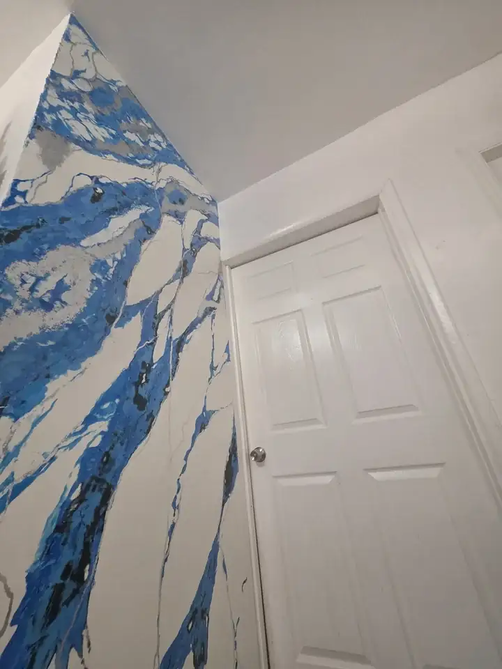 Marble-effect hallway — Hand-painted marble finish, Hialeah, FL
